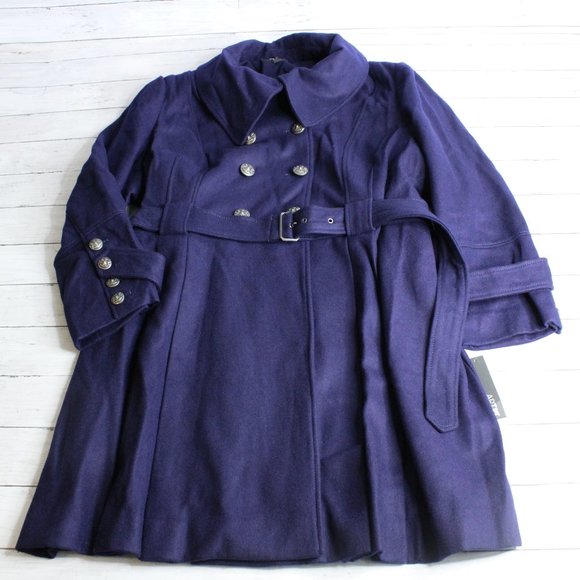 Apt. 9 Women's Winter Peacoat Plus Size 3X Wool Purple Double Breast - Picture 1 of 6
